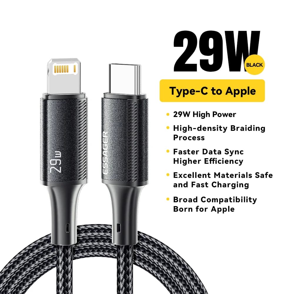 Кабель USB-C на Lightning для швидкої зарядки та передачі даних, 29W