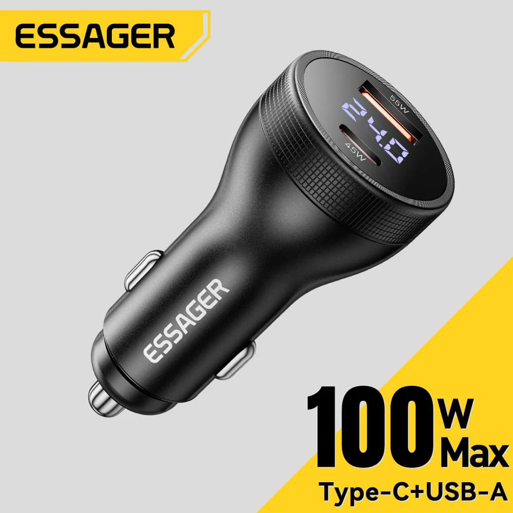 Автомобільний зарядний пристрій USB-C 100W з цифровим дисплеєм