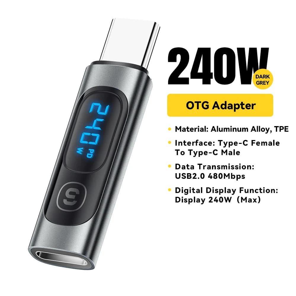 USB-C на USB-C OTG адаптер з цифровим дисплеєм