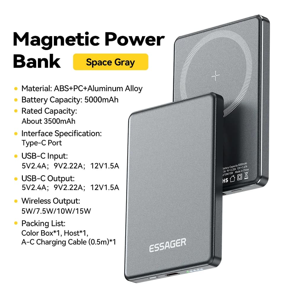 Магнітний бездротовий павербанк 5000mAh, 20W