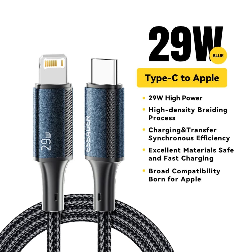 Кабель USB-C на Lightning для швидкої зарядки та передачі даних, 29W