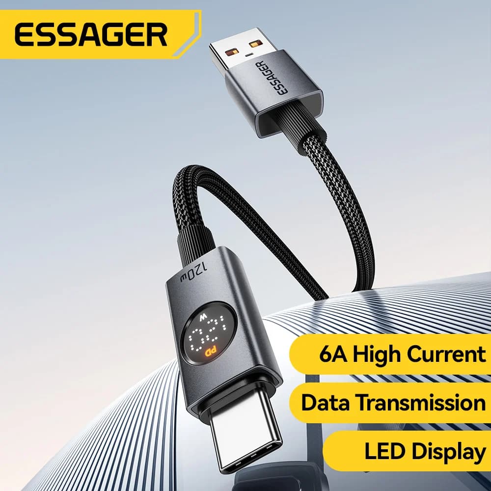 Кабель для надшвидкої зарядки USB-A на USB-C, 120W 6A