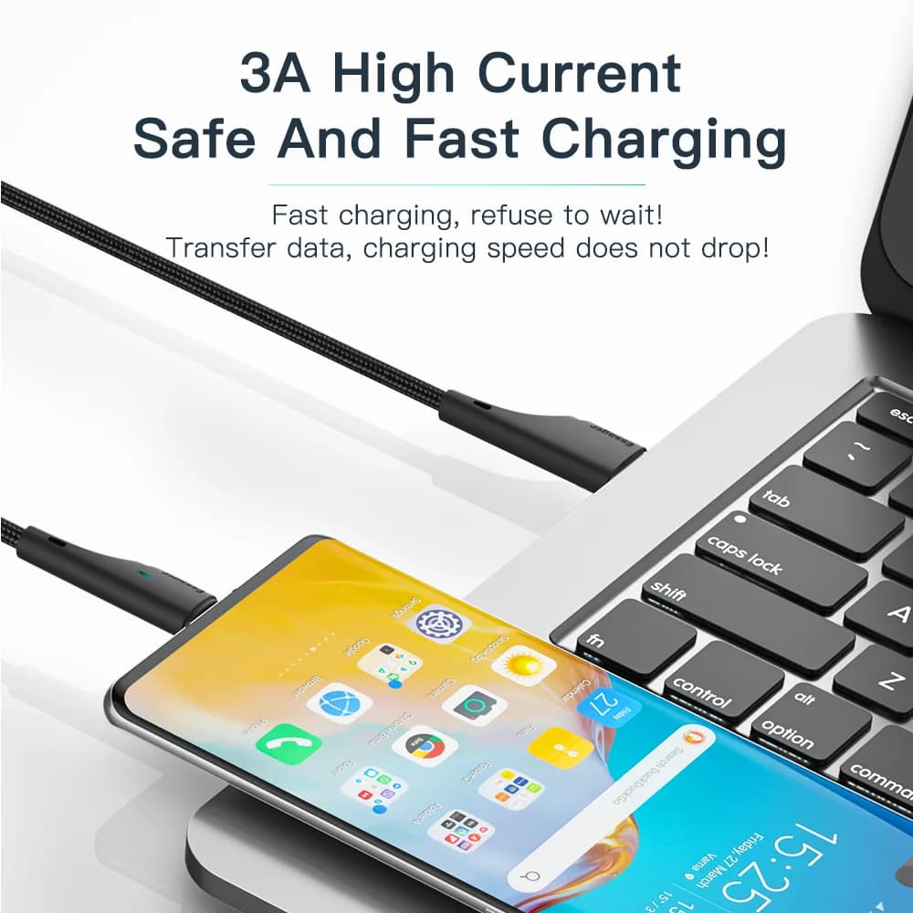 Кабель для швидкої зарядки USB-A на USB-C, 3A
