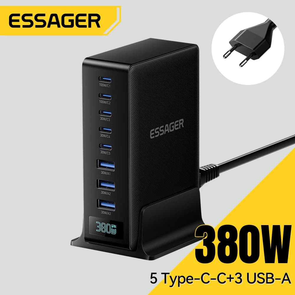 Настільна зарядна станція 380W 8-in-1 GaN