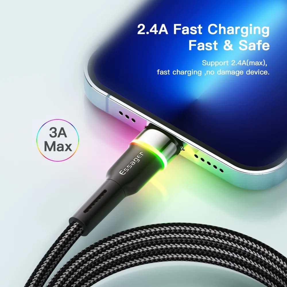 LED USB кабель для iPhone з швидкою зарядкою та передачею даних