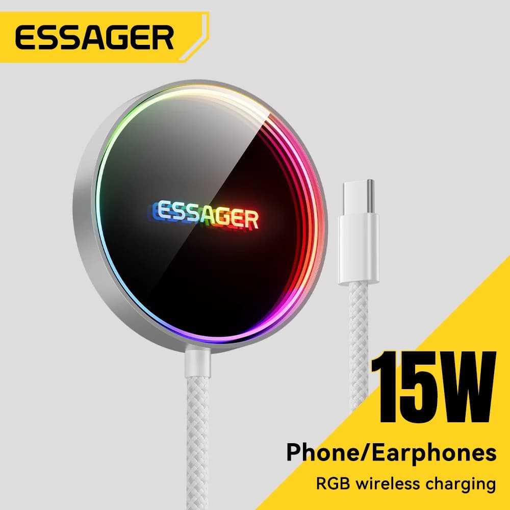 Бездротова магнітна зарядка 15W RGB для iPhone
