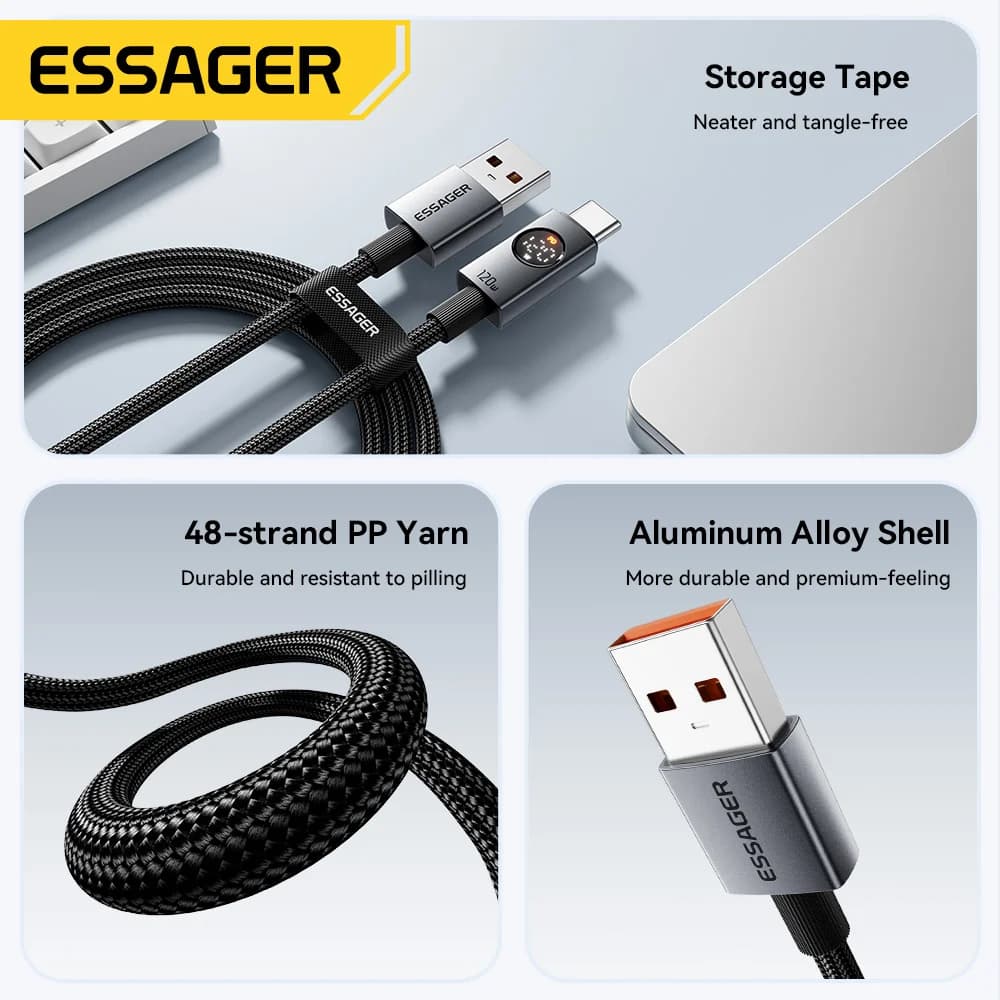 Кабель для надшвидкої зарядки USB-A на USB-C, 120W 6A