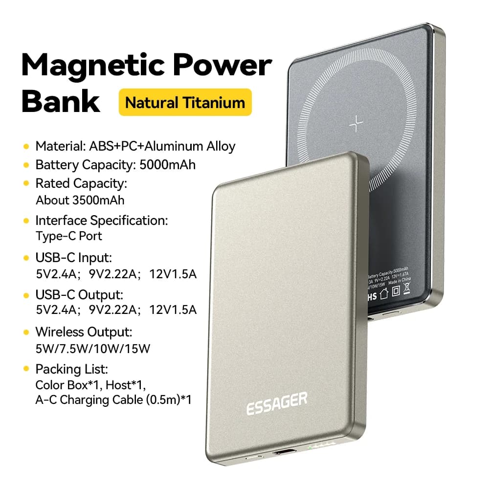 Магнітний бездротовий павербанк 5000mAh, 20W