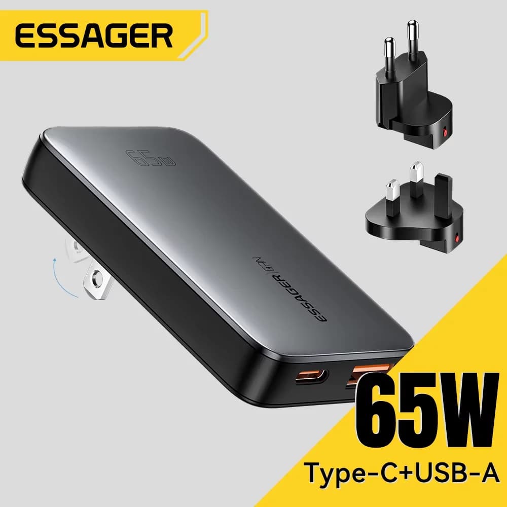 Ультратонкий подорожній зарядний пристрій GaN USB-C 65W