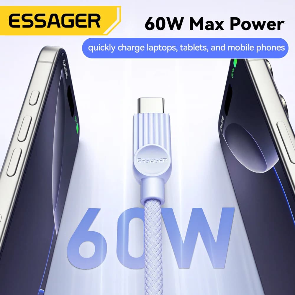 Швидкий зарядний кабель USB-C to USB-C 60W (кольоровий)