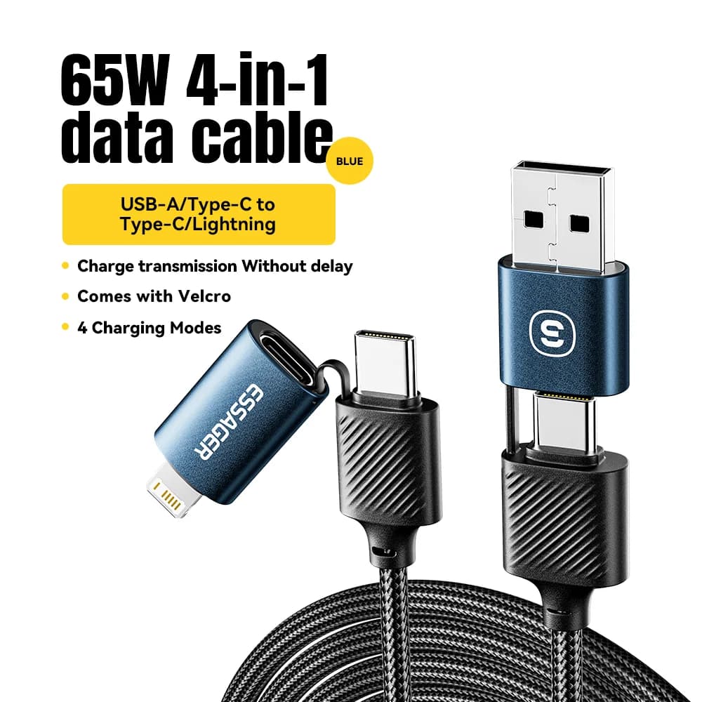 Кабель USB-C 4-в-1, швидка зарядка PD 65 Вт