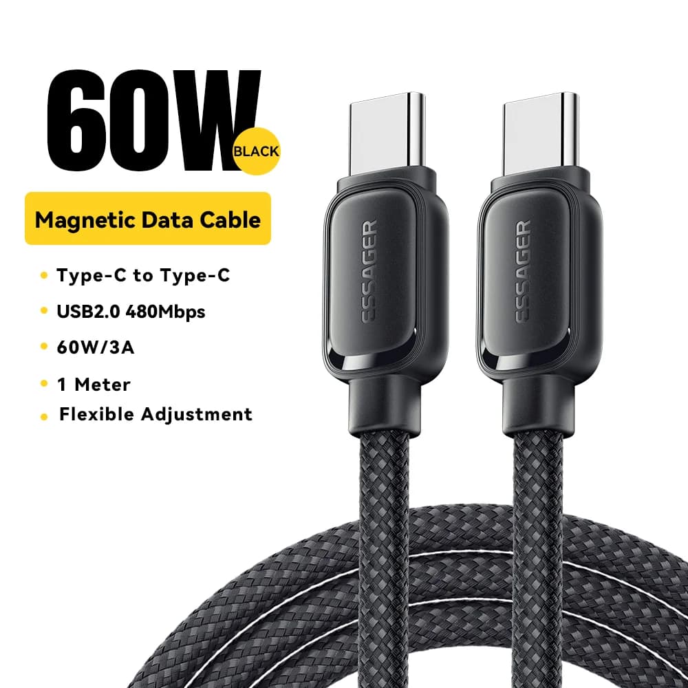 Магнітний втягуваний кабель USB-C до USB-C, 100 Вт
