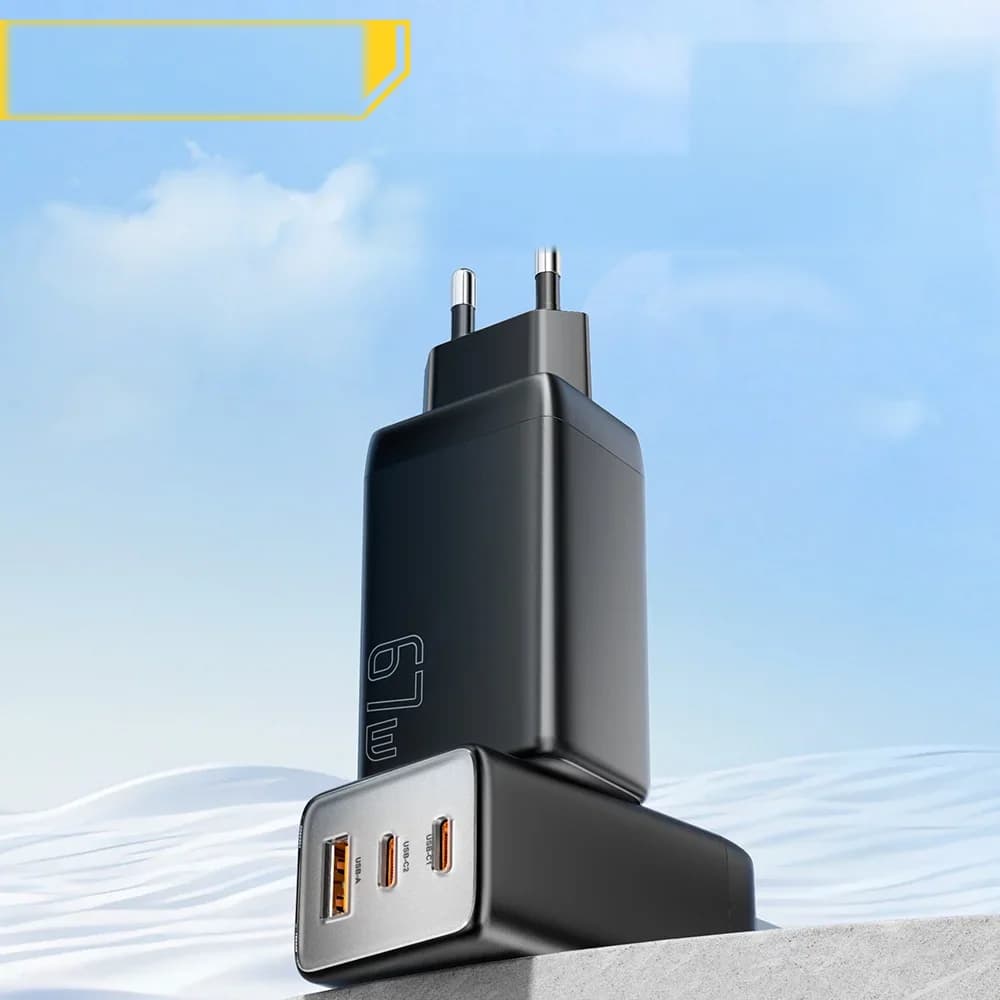 Швидкий зарядний пристрій GaN USB-C 67W з QC та PD