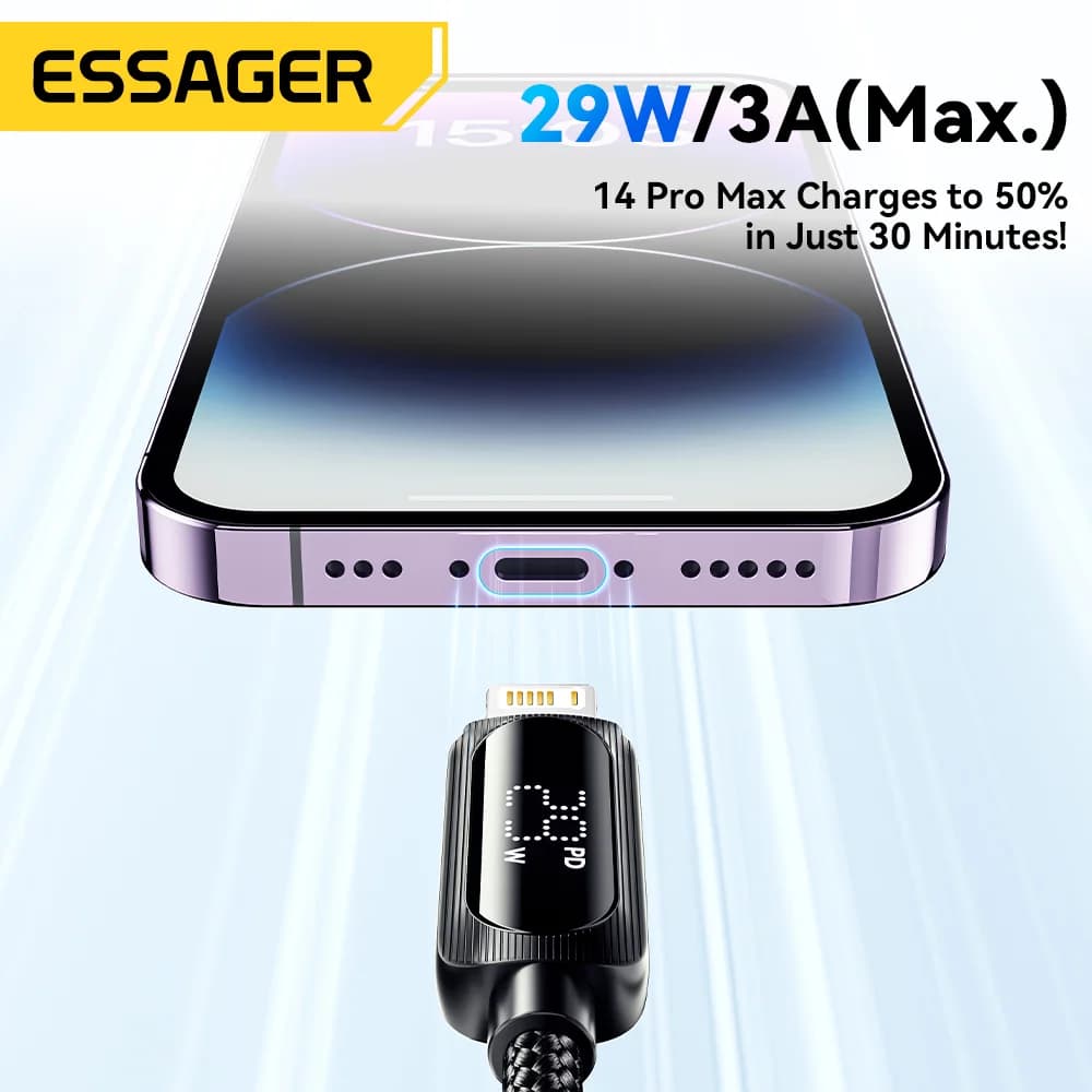 Кабель USB-C на Lightning 29 Вт із цифровим дисплеєм