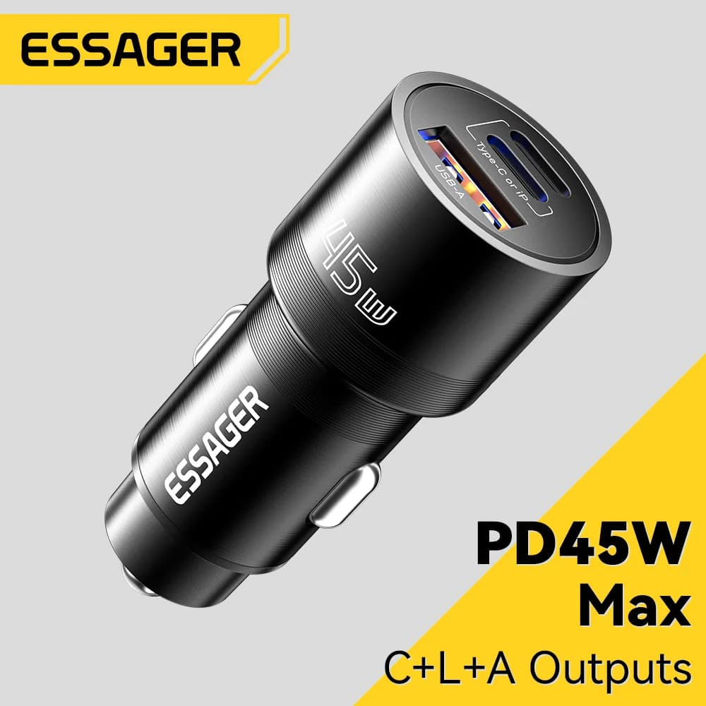 Автомобільний зарядний пристрій USB-C 45W з PD та QC 3.0