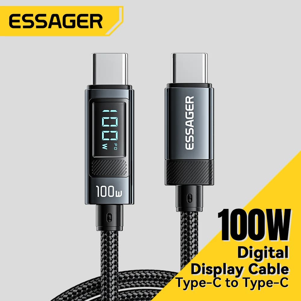 Кабель USB Type-C 100W з кутовим з'єднанням 90° та LED-дисплеєм