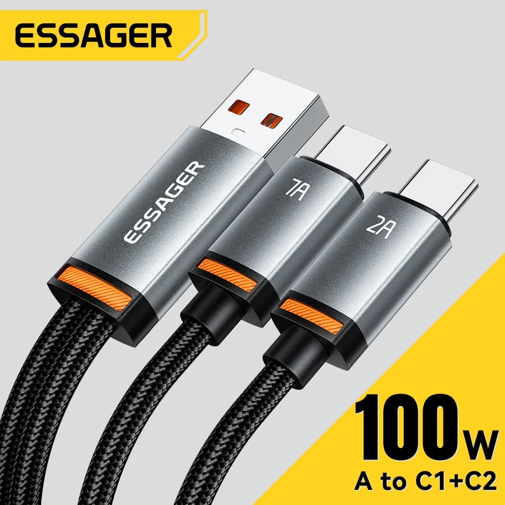 Кабель USB-A на Type-C та Lightning, 2-в-1, 100 Вт