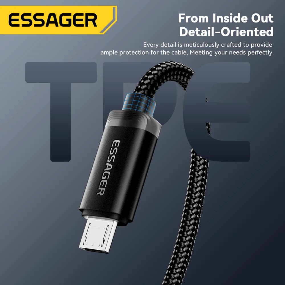 Кабель для швидкої зарядки 2-в-1 USB Type-C та Micro USB