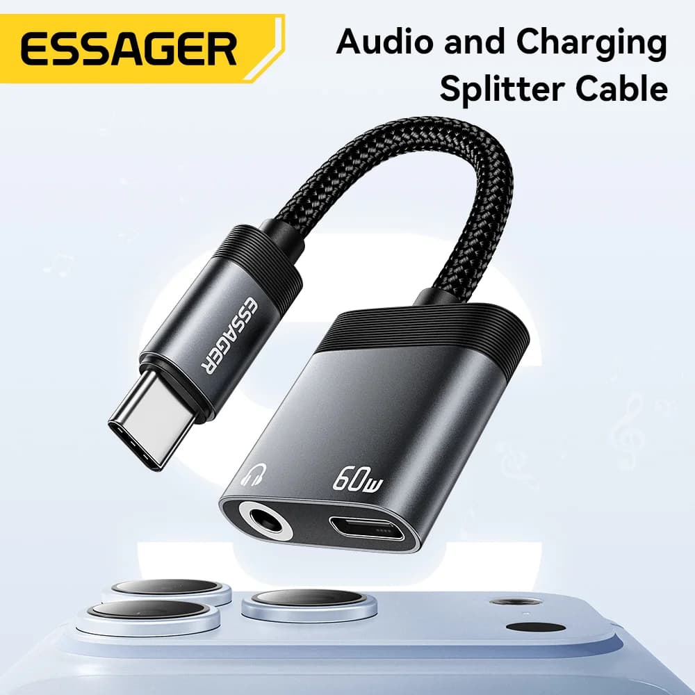 Розгалужувач 2-в-1 USB-C для аудіо та зарядки PD 60W