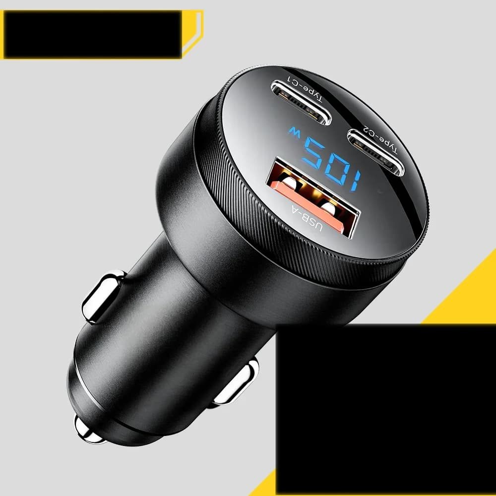 Автомобільна зарядка 105W USB QC4.0 PD Швидке заряджання