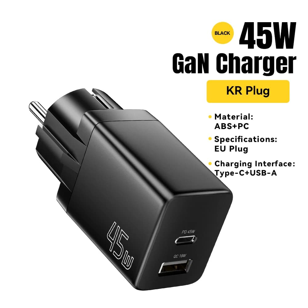 GaN зарядний пристрій USB Type-C з вибором штепеля EU/KR