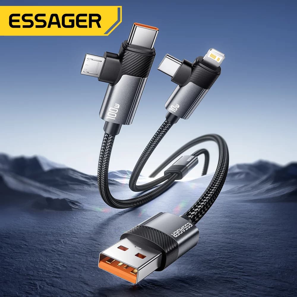 Кабель для швидкої зарядки 2-в-1 100W Type-C та Lightning