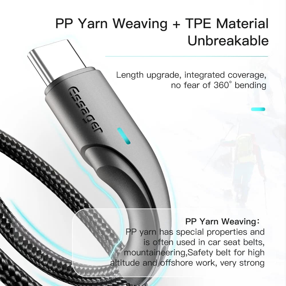 Кабель для швидкої зарядки USB-A на USB-C, 3A