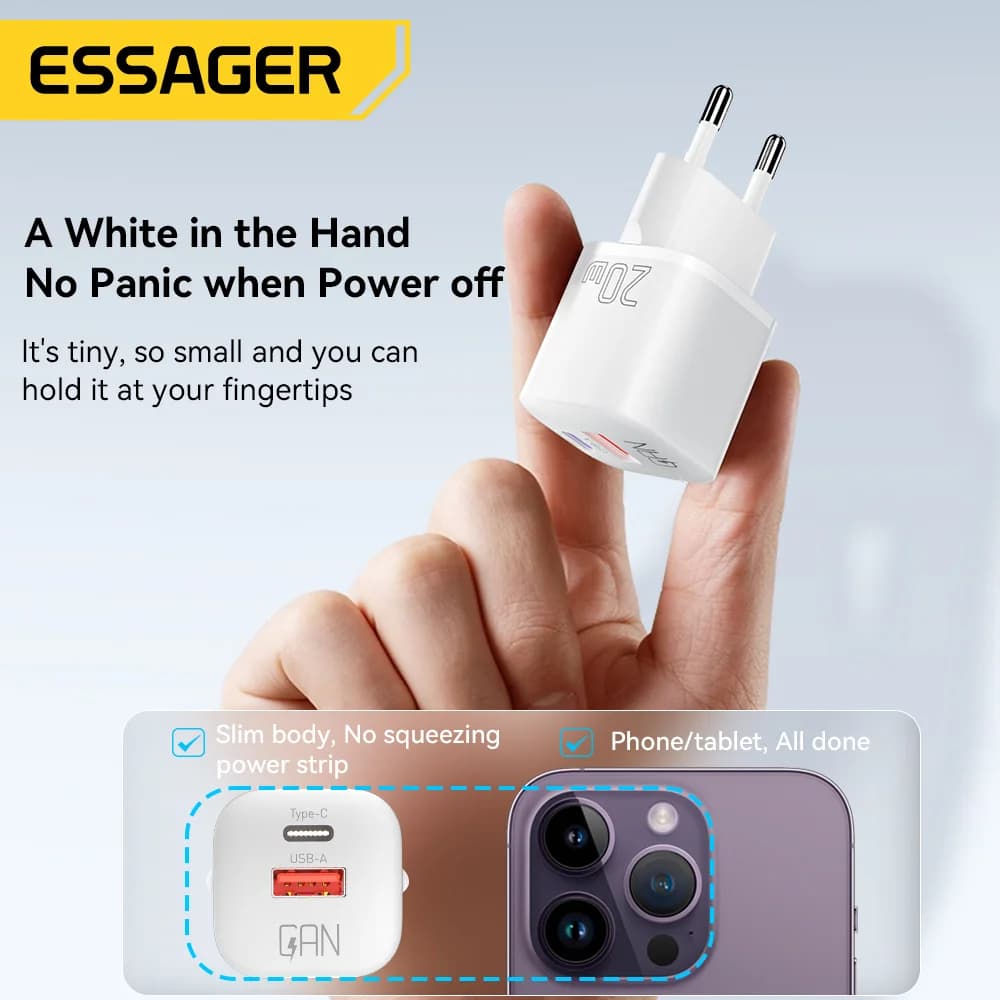 Швидкий зарядний пристрій GaN USB-C PD 20 Вт