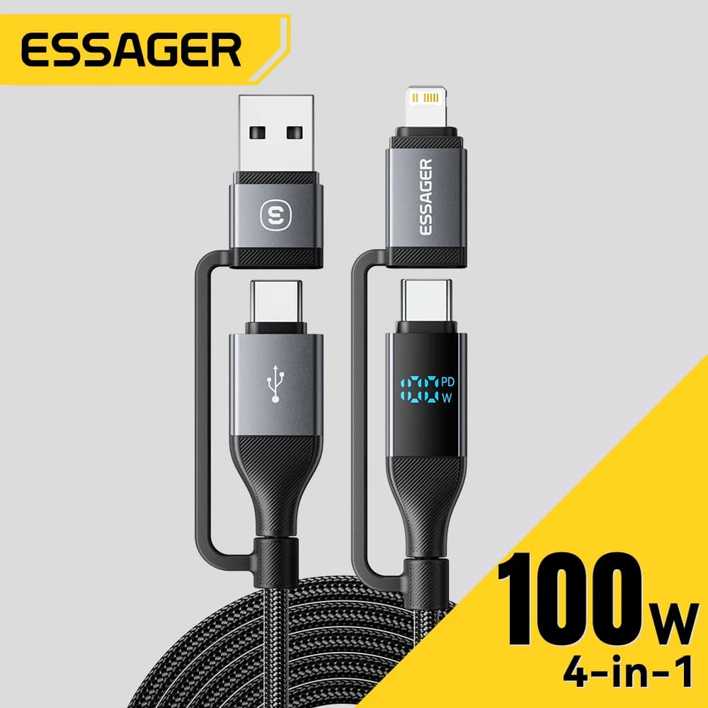 Кабель USB-C з цифровим дисплеєм 4-в-1, 100W PD