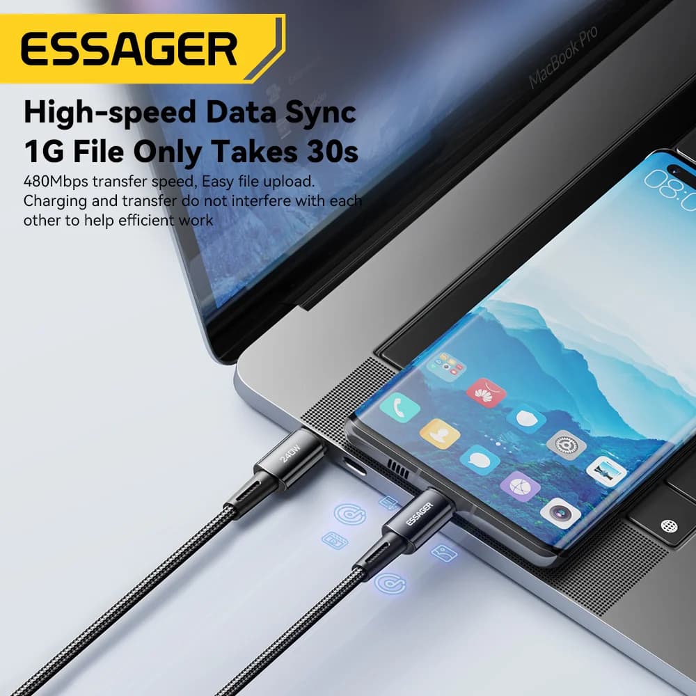Кабель USB-C для швидкої зарядки 240W, 6A