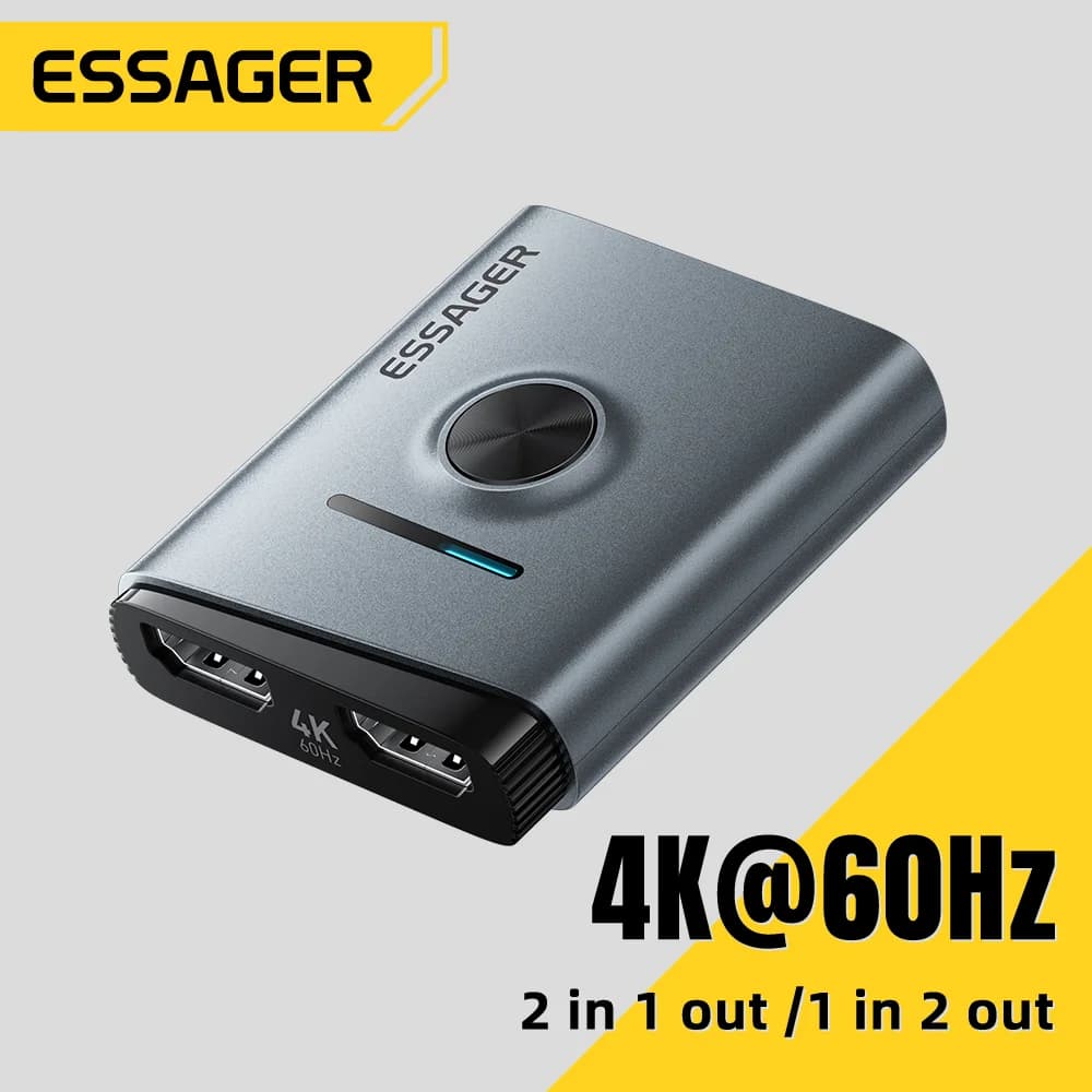 Комутатор HDMI 4K 60Hz 2-в-1 сплітер адаптер