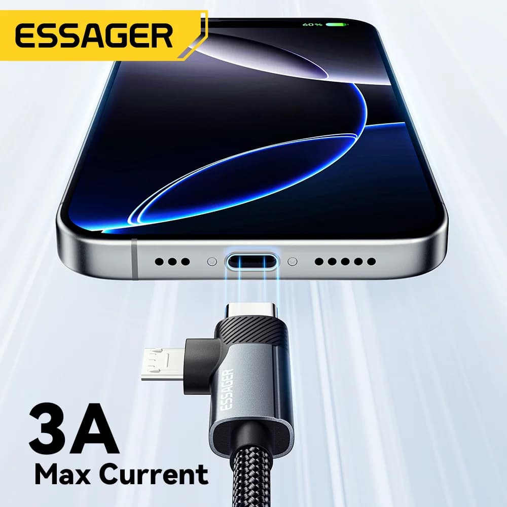 2-в-1 кабель Type-C/USB-A to Micro для швидкої зарядки PD 65W