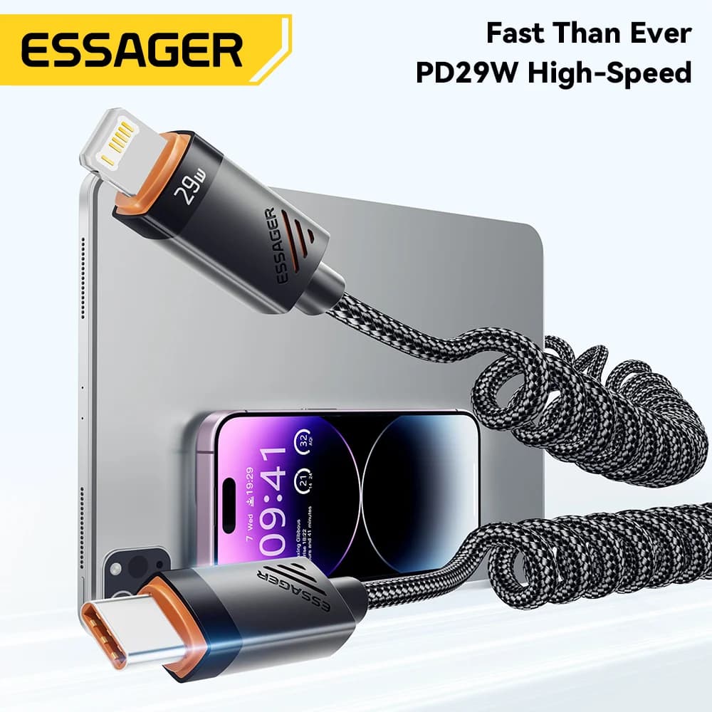 Пружинний кабель USB-C на Lightning для швидкої зарядки