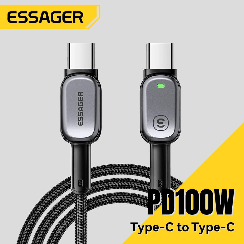 LED кабель USB-C на USB-C, 100W, швидка зарядка PD 5A