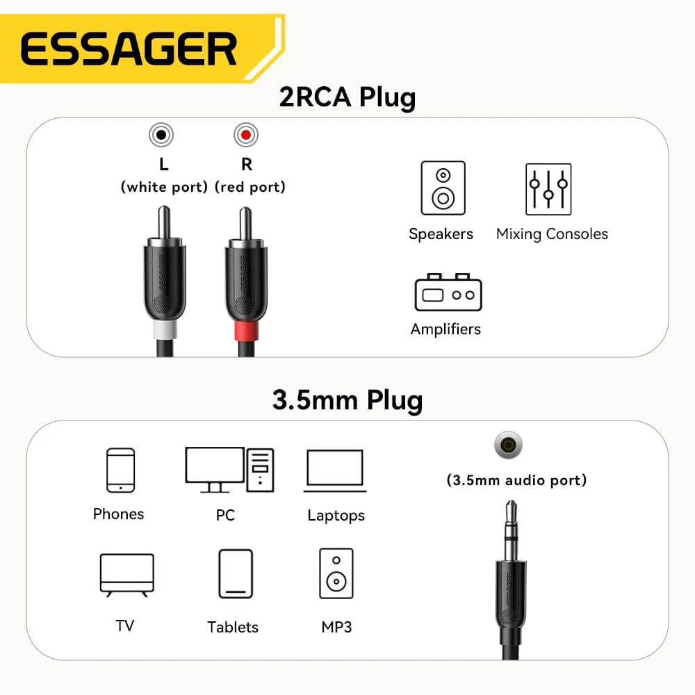 Розгалужувач аудіо 3.5mm на подвійний RCA