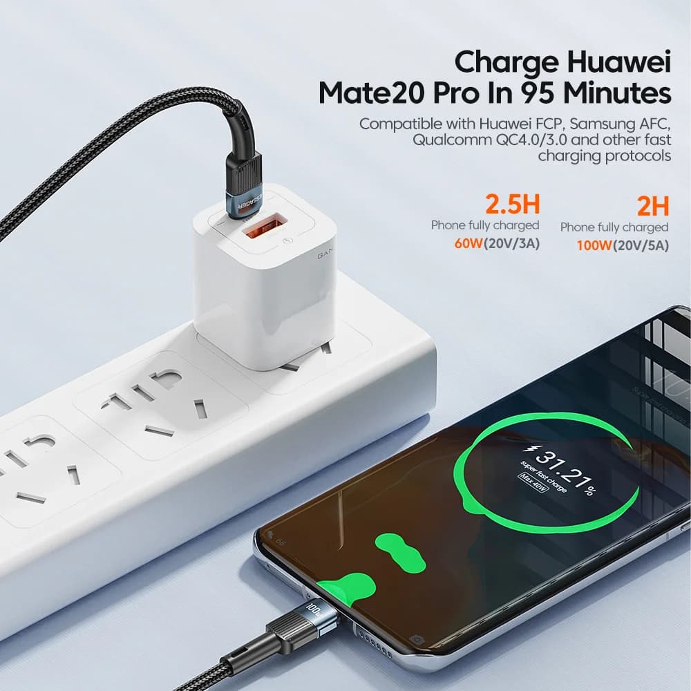 Кабель для швидкої зарядки USB-C на USB-C 100W, 3 м