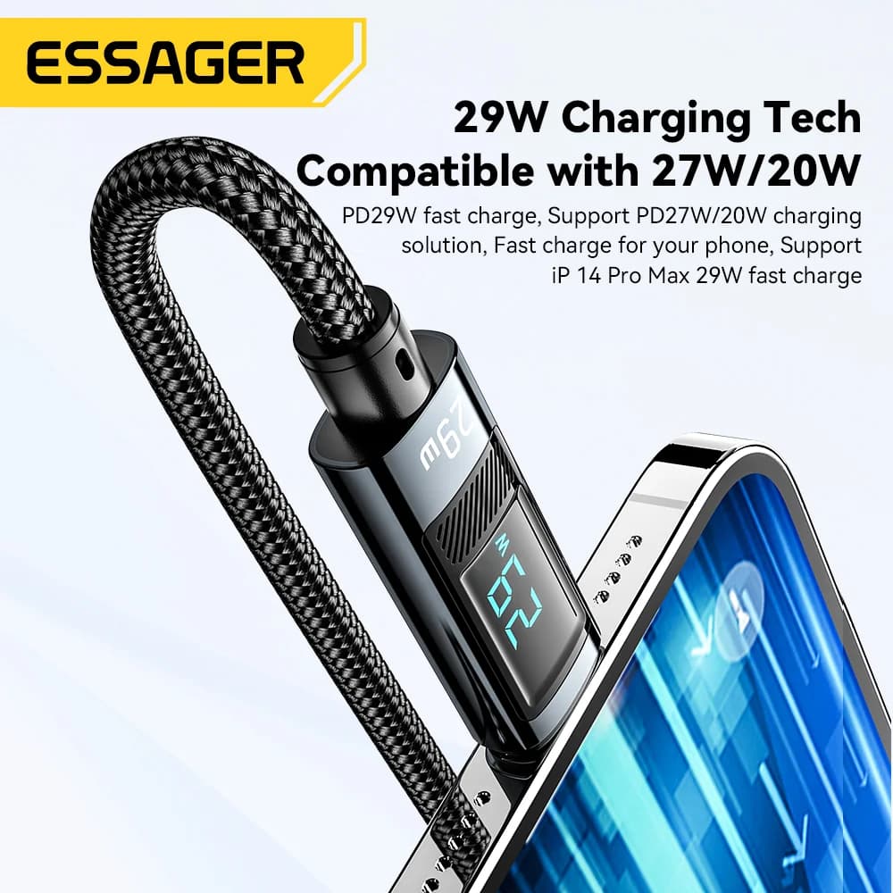 Кабель USB-C на Lightning PD з дисплеєм, швидка зарядка