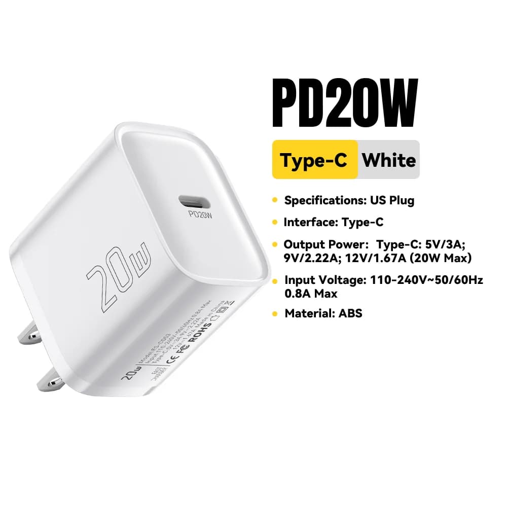 Міні-мережеве зарядне пристрій USB-C PD, 20 Вт