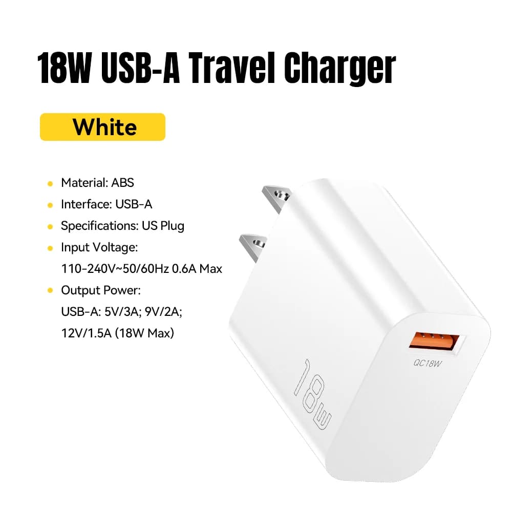 Мережевий зарядний пристрій 18W USB-A QC 3.0 (швидка зарядка)