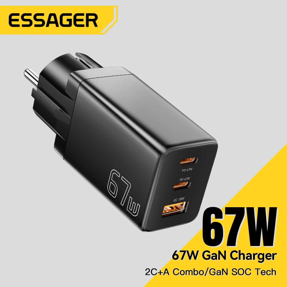 GaN зарядний пристрій USB Type-C з вибором штепеля EU/KR
