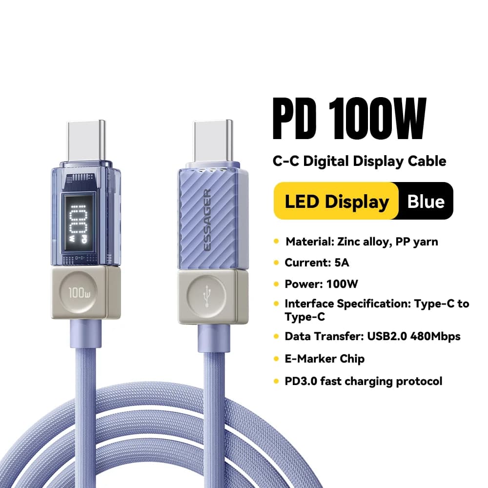 Кабель USB-C 240W з LED дисплеєм та PD 3.1 (100W)