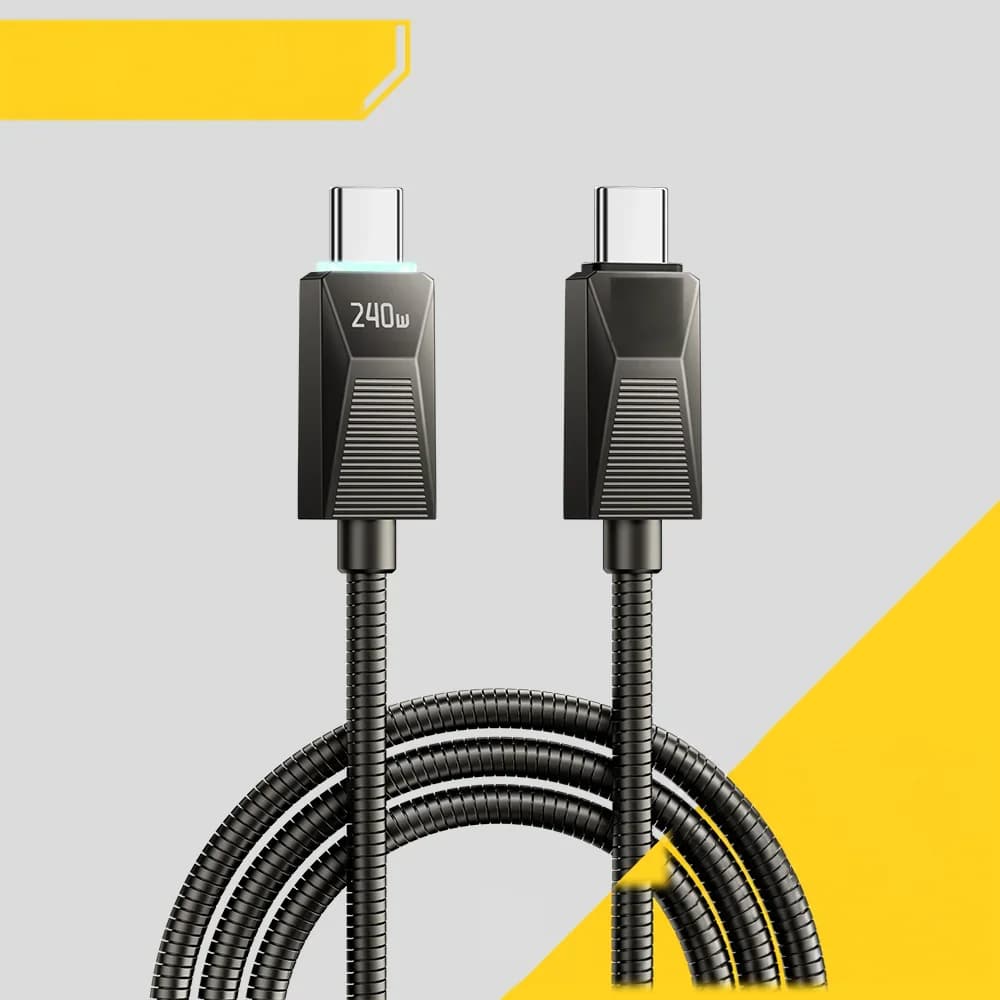 Кабель швидкої зарядки USB-C зі нержавіючої сталі 240 Вт