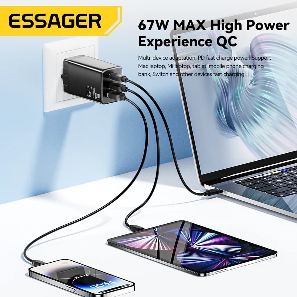 GaN зарядний пристрій USB Type-C з вибором штепеля EU/KR